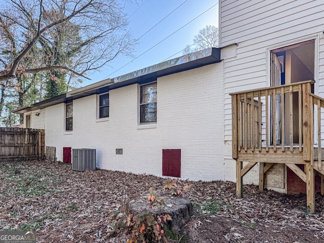 view of home's exterior featuring central AC