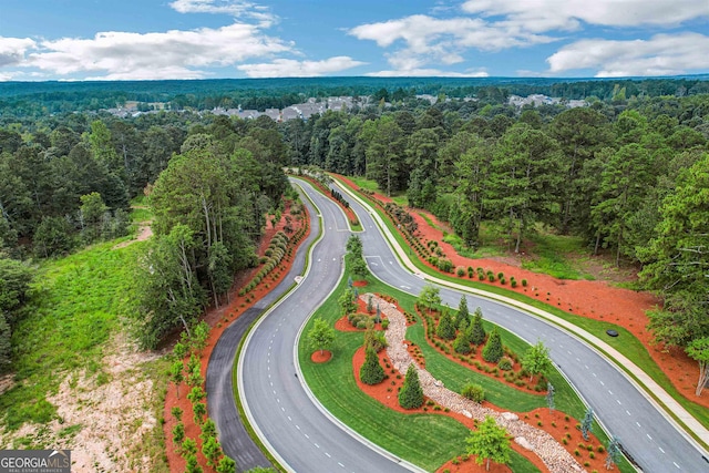 aerial view with a wooded view