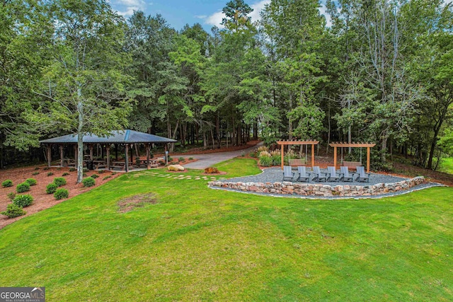 view of yard with a gazebo