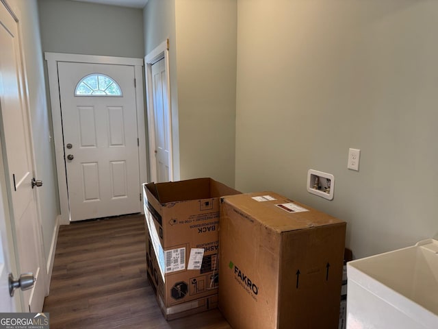 foyer entrance featuring dark hardwood / wood-style floors and sink