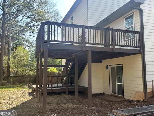 view of home's exterior featuring a deck