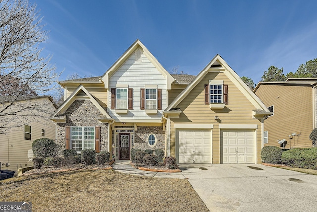 view of front of home with a garage