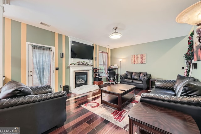 living room with hardwood / wood-style floors