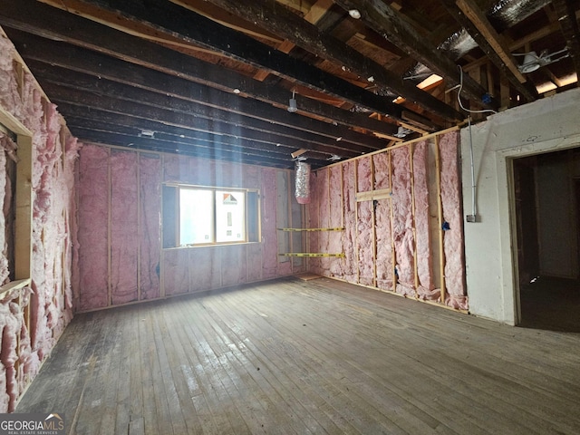 basement featuring hardwood / wood-style floors