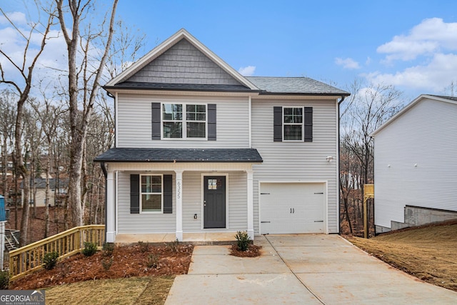 view of property featuring a garage