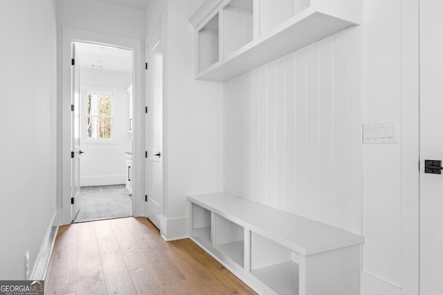 mudroom featuring light hardwood / wood-style flooring