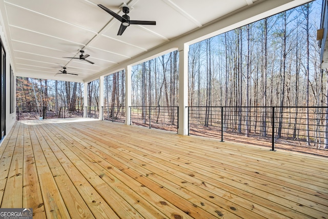 deck featuring ceiling fan