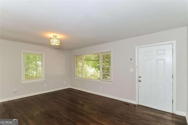 entrance foyer featuring dark wood-type flooring