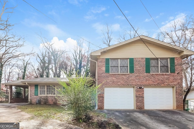 view of front of property with a garage