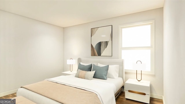 bedroom featuring dark wood-type flooring