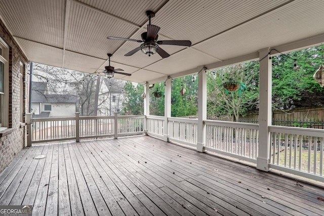 deck featuring ceiling fan