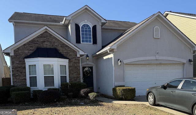 view of front of house with a garage