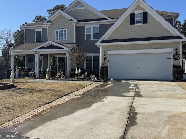 view of front of home featuring driveway and brick siding