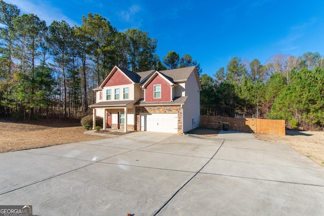 view of front of house with a garage