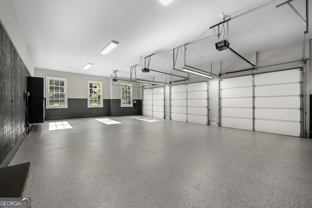 garage with a garage door opener