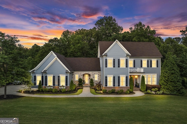 colonial house with a yard