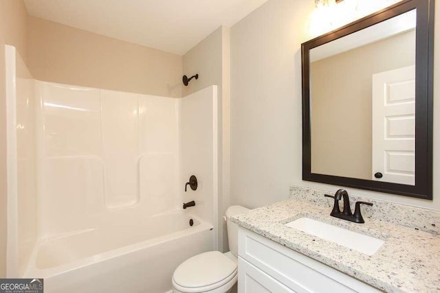 full bathroom with vanity, toilet, and shower / bath combination