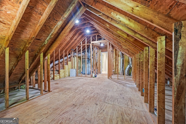 view of unfinished attic