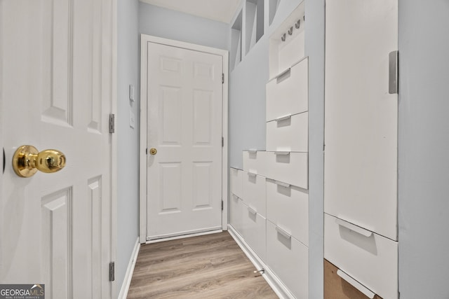doorway featuring light wood-style flooring