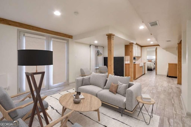 living room featuring light hardwood / wood-style floors