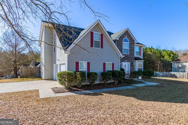 view of front property with a garage