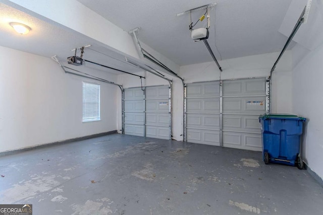 garage with a garage door opener