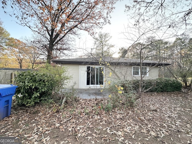 rear view of house featuring a patio area