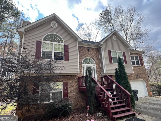 bi-level home with a garage