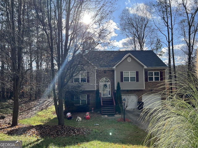 bi-level home with a garage