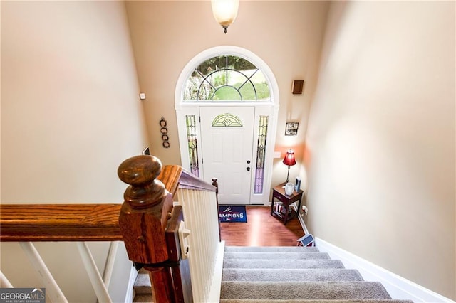 entrance foyer with dark hardwood / wood-style flooring