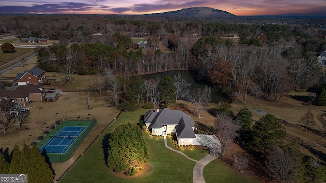 view of front of property with a front lawn