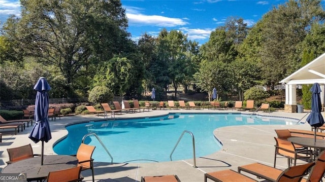 view of pool featuring a patio