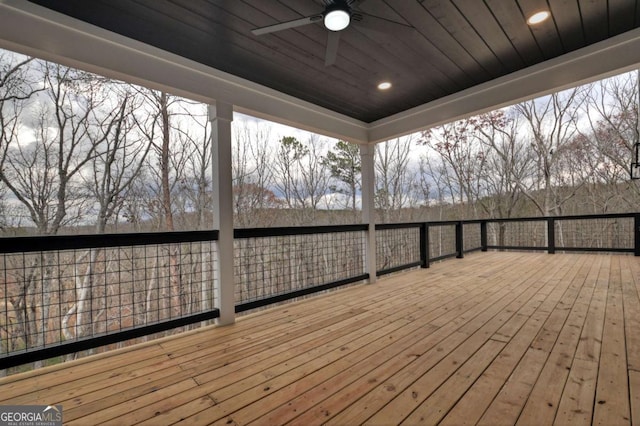 deck featuring a ceiling fan