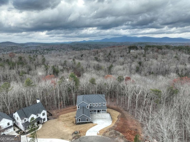 birds eye view of property with a mountain view