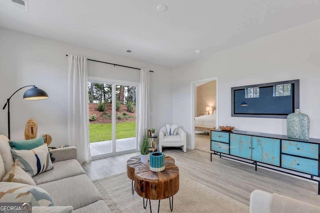 living room with light wood-type flooring