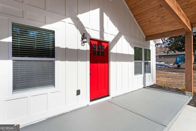 doorway to property featuring a patio area