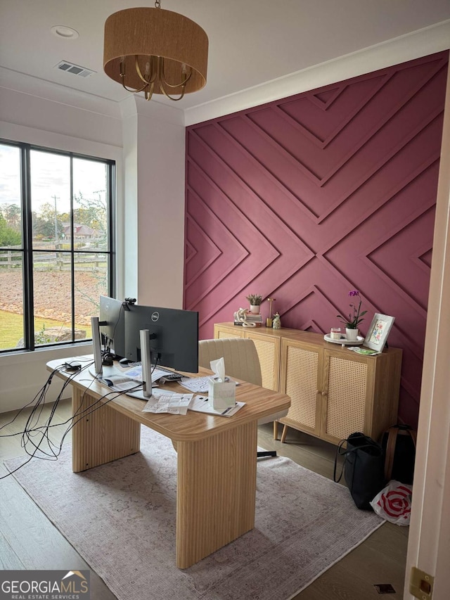 office area featuring wood-type flooring