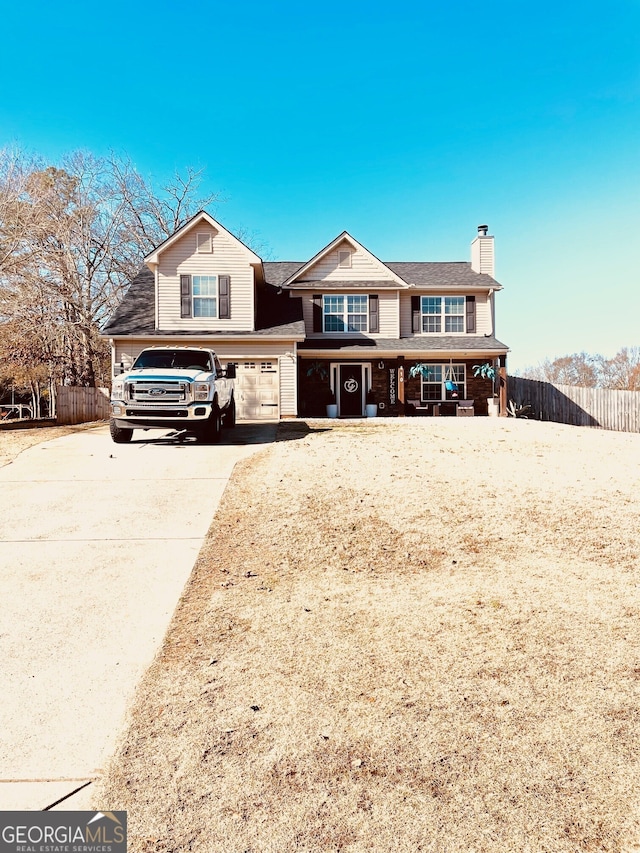 view of front of home featuring covered porch