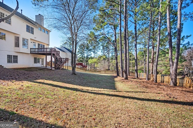 view of yard featuring a deck