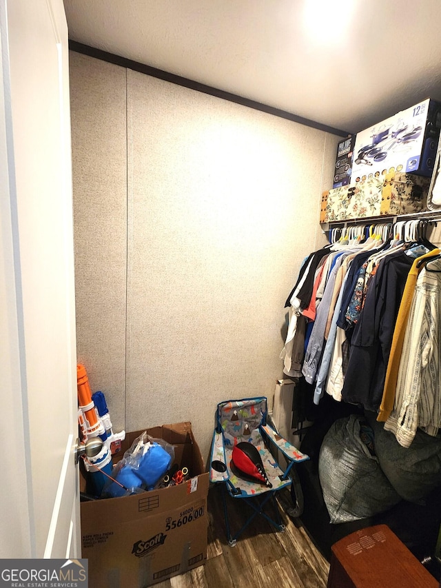 walk in closet featuring hardwood / wood-style flooring