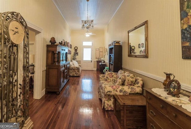 610 W Liberty, Claxton, GA 30417 - hallway featuring crown molding and dark wood-type flooring