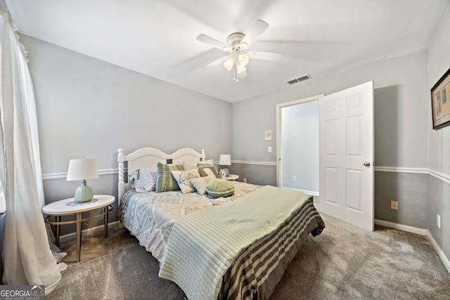 bedroom with carpet and ceiling fan