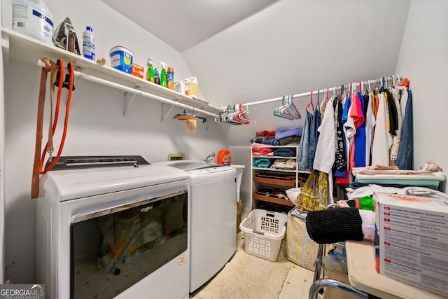 washroom with separate washer and dryer