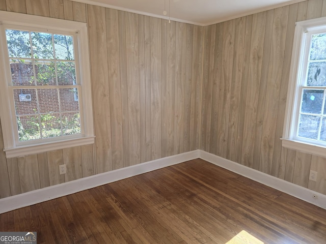 empty room with hardwood / wood-style floors and plenty of natural light