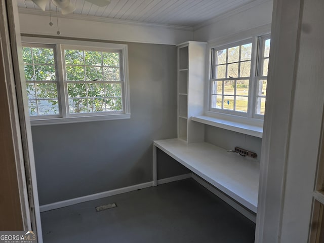 interior space with ornamental molding