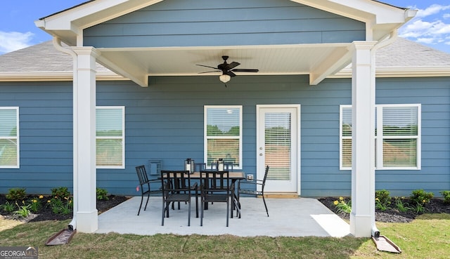 view of patio / terrace with ceiling fan