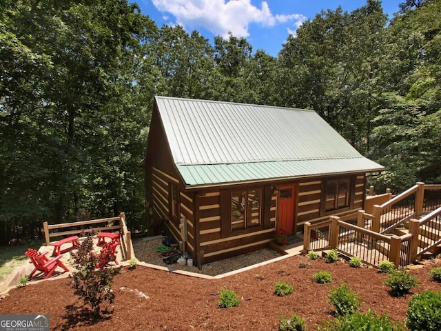 view of log home