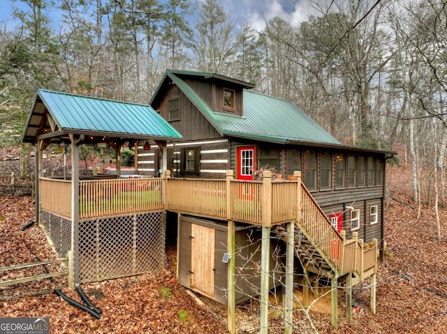 view of jungle gym featuring a deck