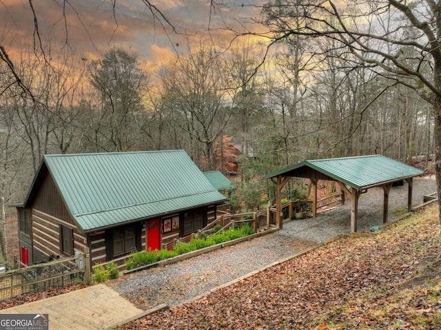 view of front of house with a carport