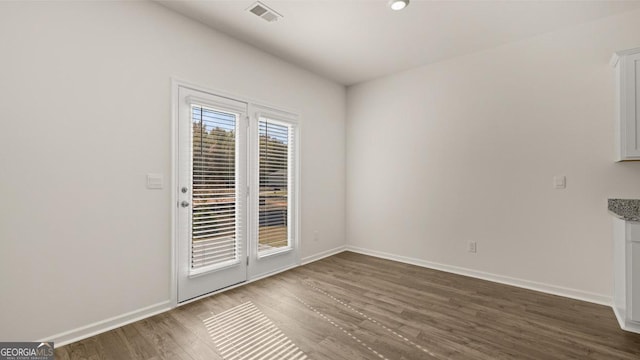 interior space featuring dark hardwood / wood-style flooring